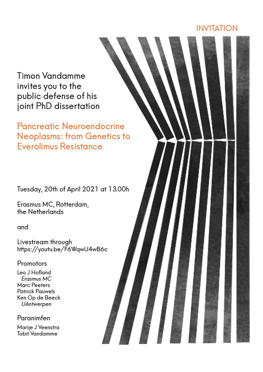 Affiche doctoraat-proefschrift van Timon Vandamme: ‘Pancreatic Neuroendocrine Neoplasms: from Genetics to Everolimus Resistance’